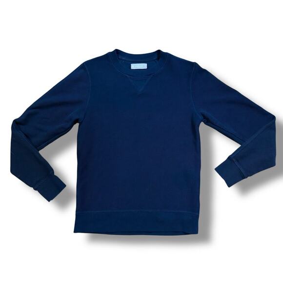 Everlane Womens Crew Neck Textured Cotton Navy Blue Sweatshirt Sweater Size XS - Picture 1 of 7